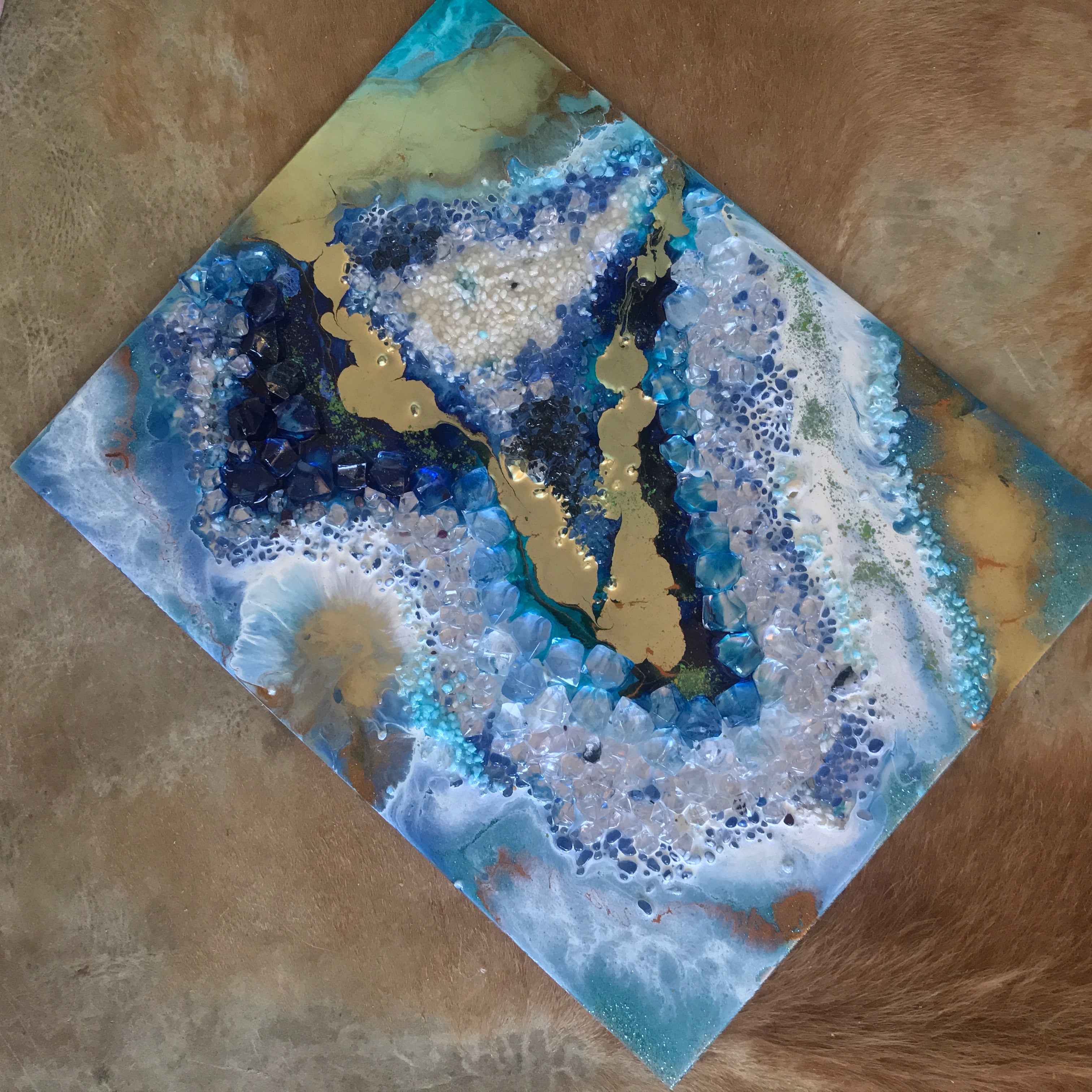 Crystal Geode - CUSTOM Artwork - Resin Art 7 COMMISSION - ABSTRACT ARTWORK