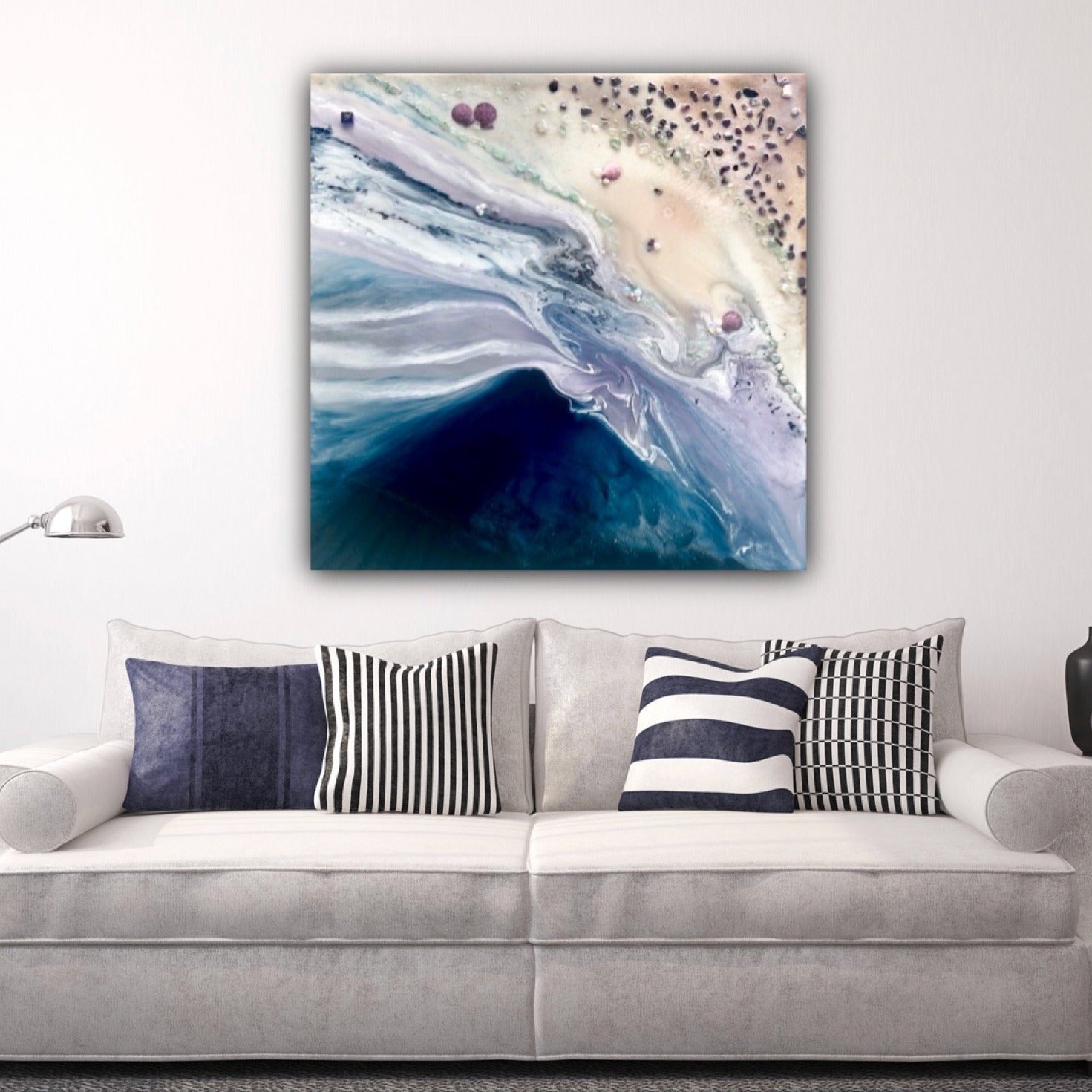 Velvet Purples and Navy Artwork. Abstract Oceanscape. Twilight Date. Antuanelle 2 Beach. Original Artwork