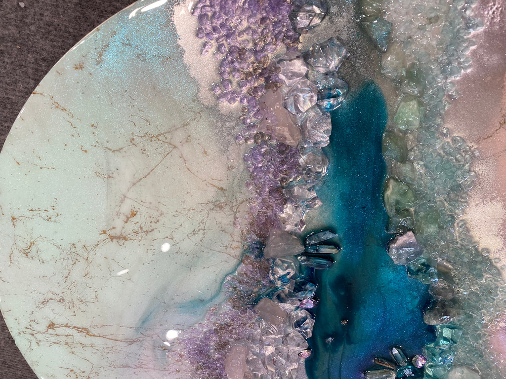 Elixir 1 . Crystal Reef Round Artwork with quartz 60cm