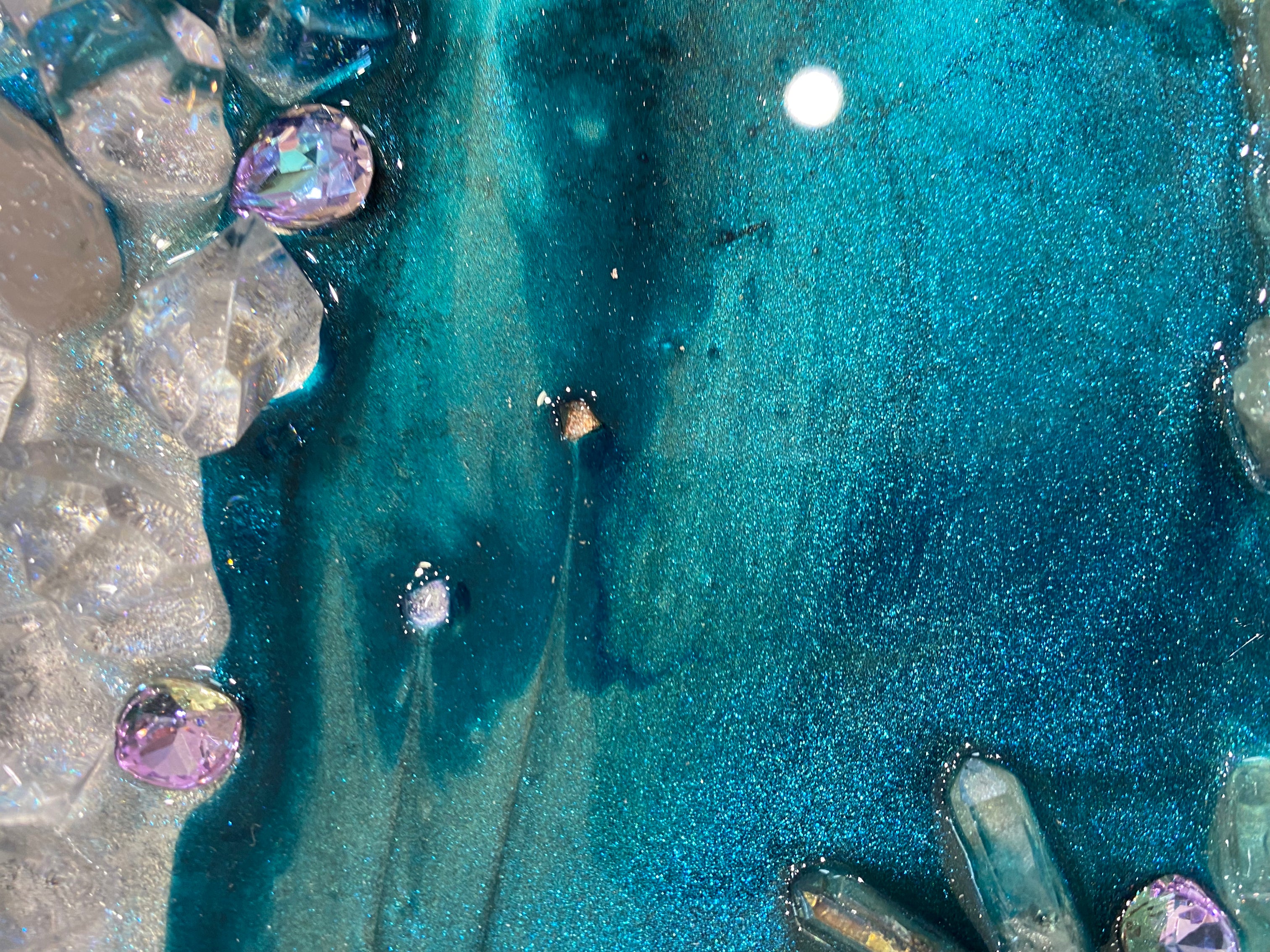 Elixir 1 . Crystal Reef Round Artwork with quartz 60cm