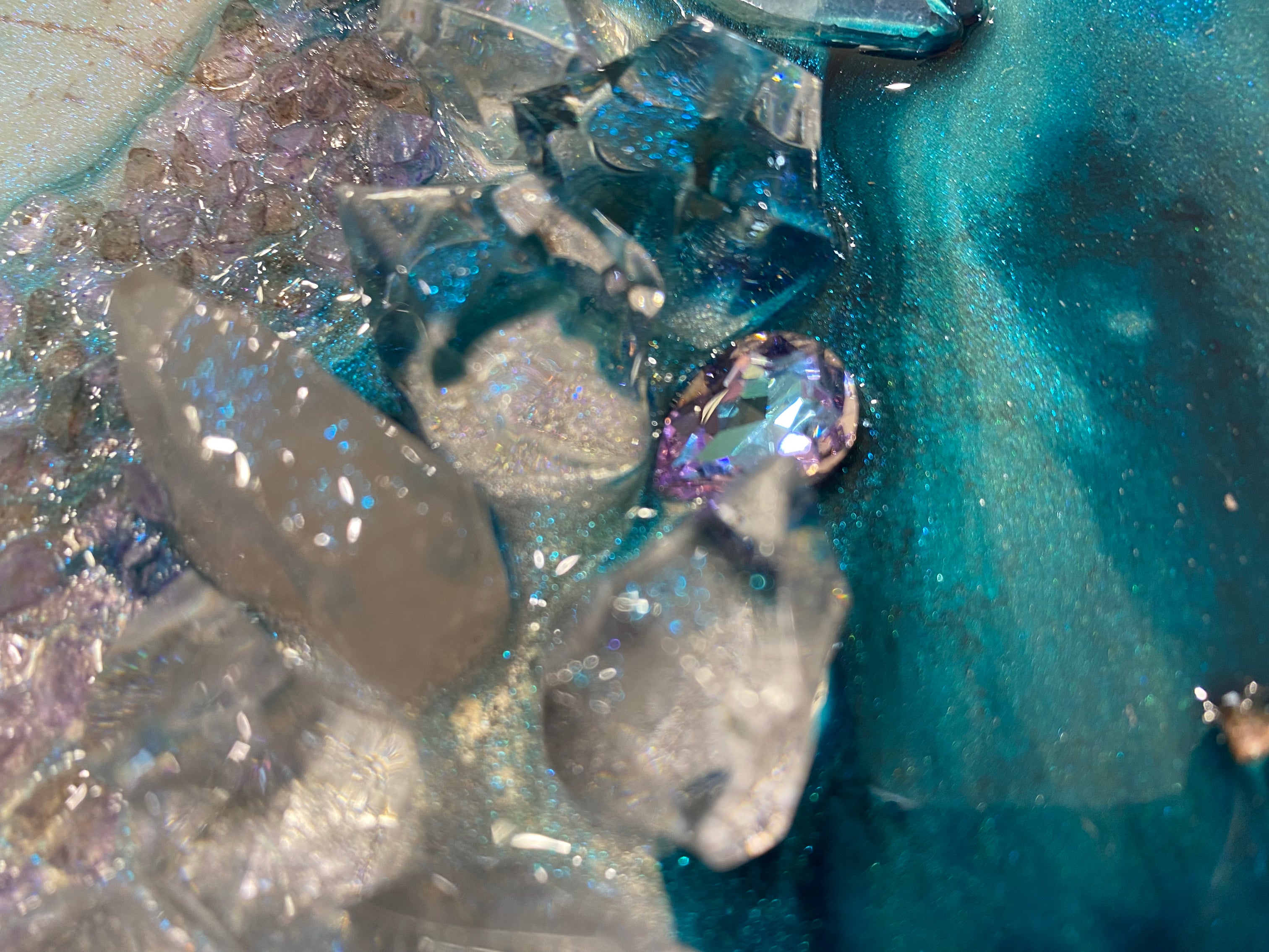 Elixir 1 . Crystal Reef Round Artwork with quartz 60cm