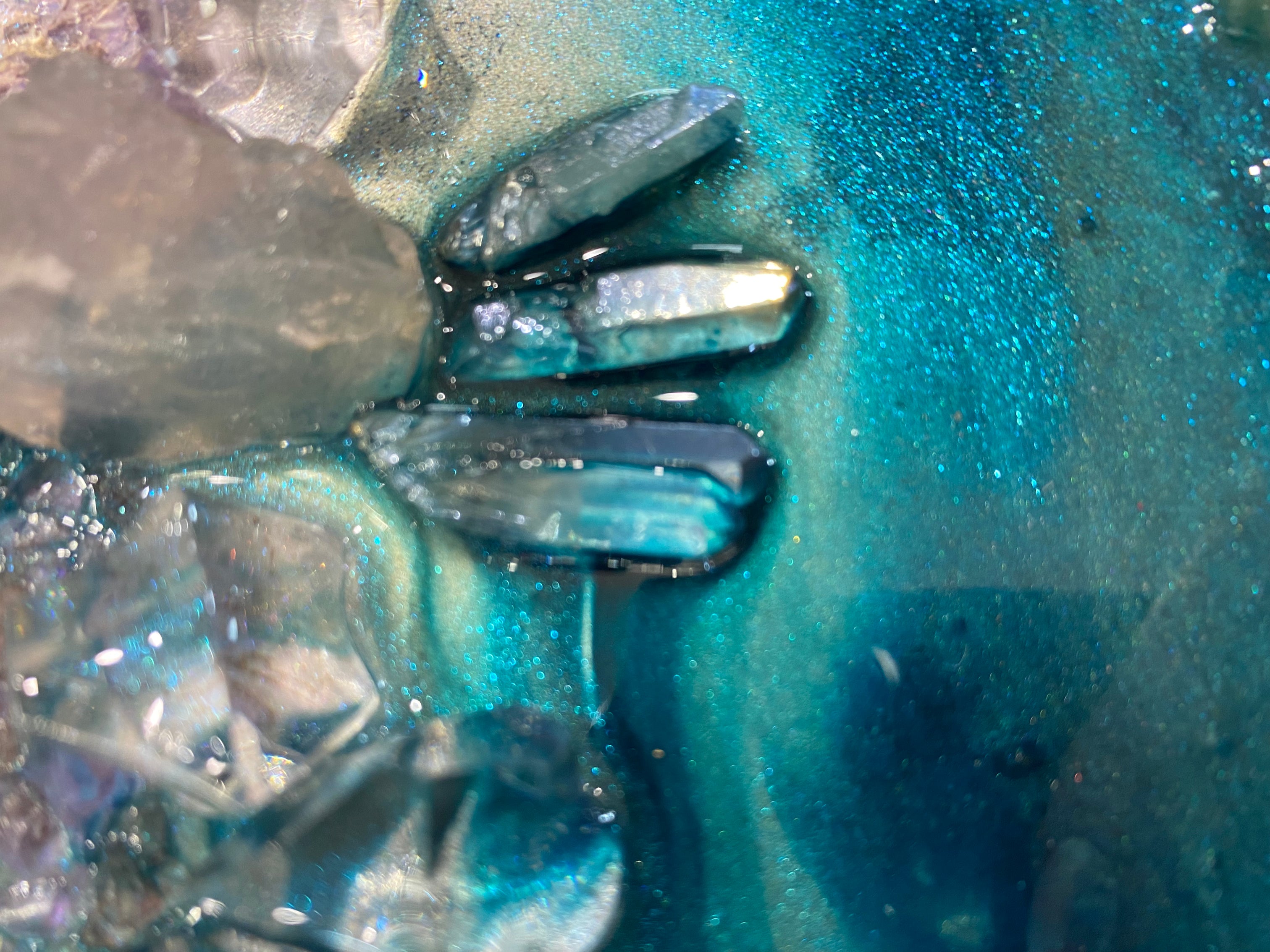 Elixir 1 . Crystal Reef Round Artwork with quartz 60cm