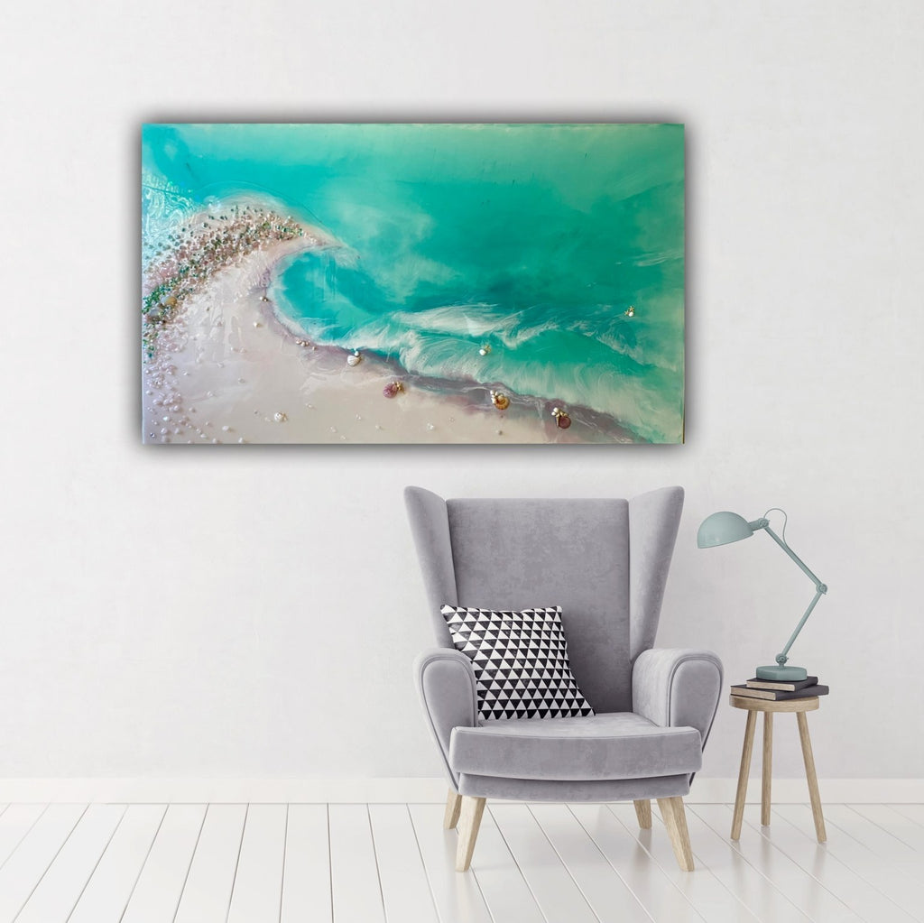 Bounty Dream Whitsundays - Whitehaven Beach - Heart Reef - Great Barrier Reef aqua 5.0. 90x150cm