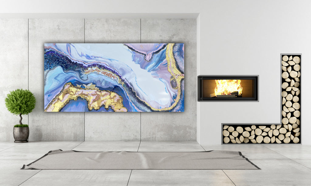 Lavender Amethyst Crystal. Sydney Opera House. Original Artwork w 24K Gold