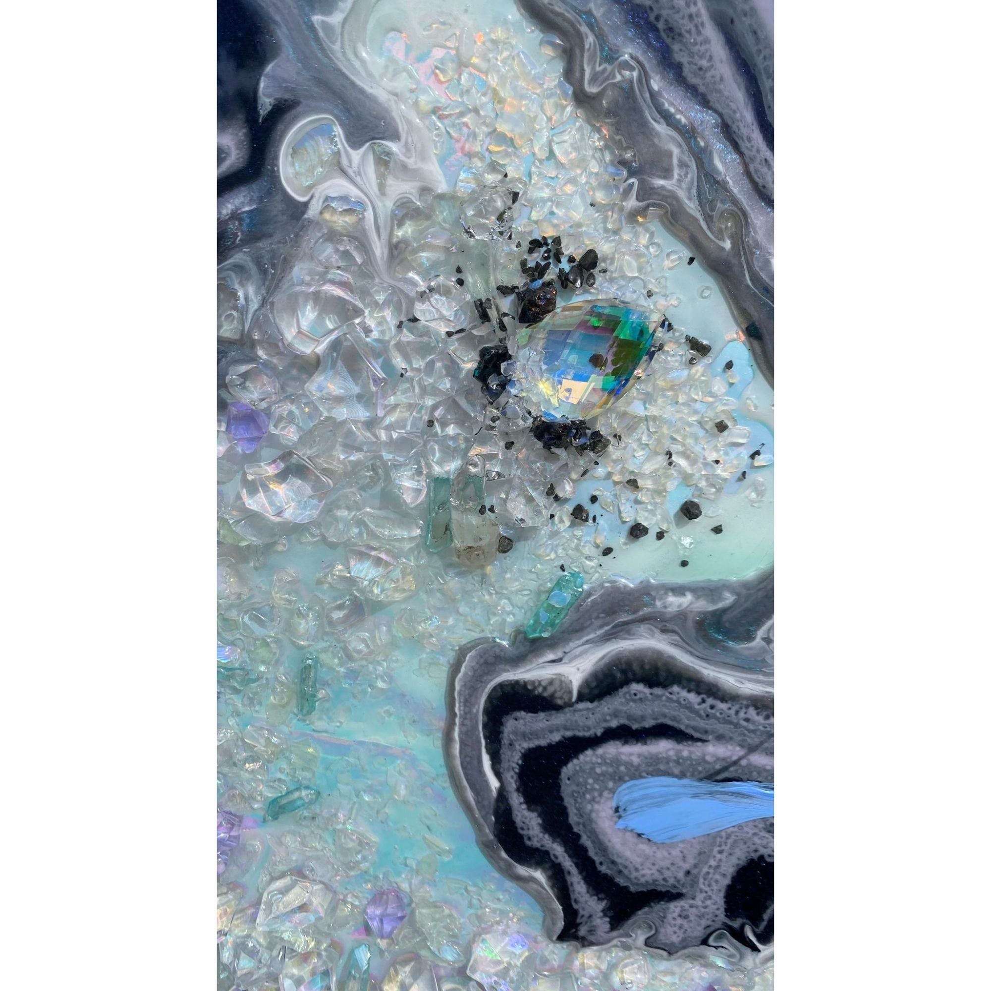 Blue Crystal Geode with Aqua aura quartz
