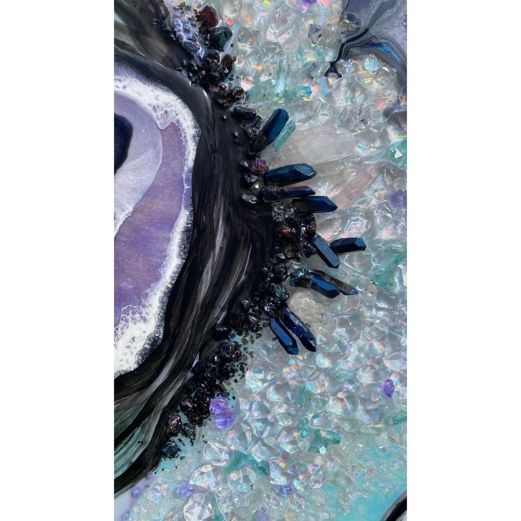 Light Blue Crystal Reef  Landscape Crystal Artwork with quartz