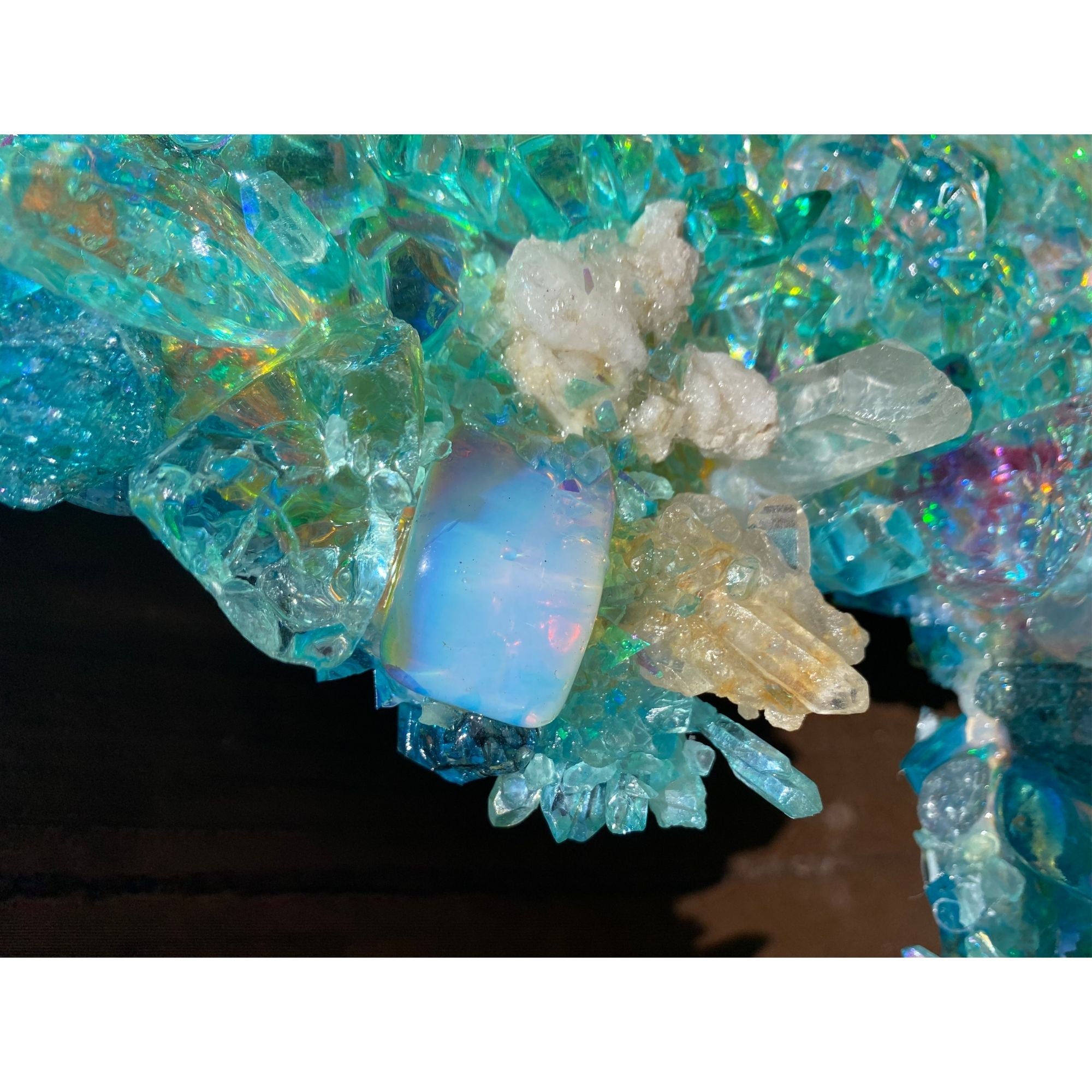 Moonlight Crystal Reef Freeform with Moonstones 84x120 cm Wood panel