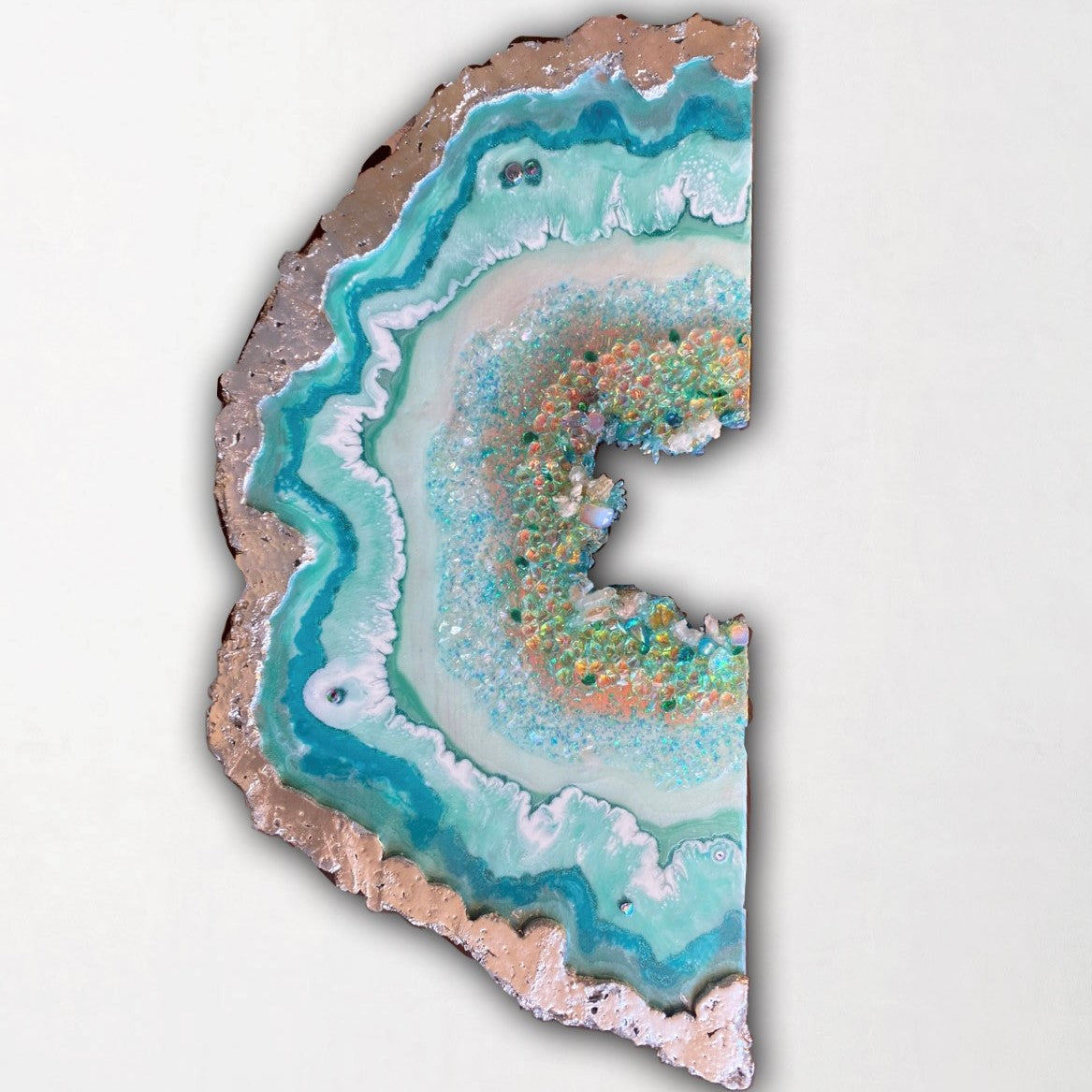 Moonlight Geode Freeform with Moonstones and swarovski crystals 84X120CM