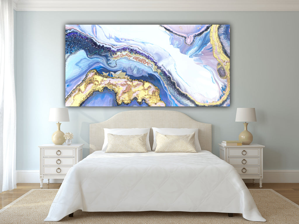 Lavender Amethyst Crystal. Sydney Opera House. Original Artwork w 24K Gold