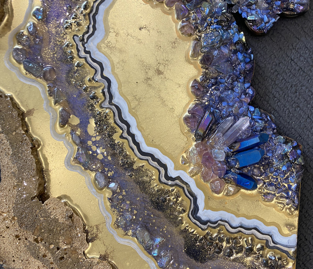 Gold Titanium Aura Freeform Crystal with Titanium aura quartz. COMMISSION