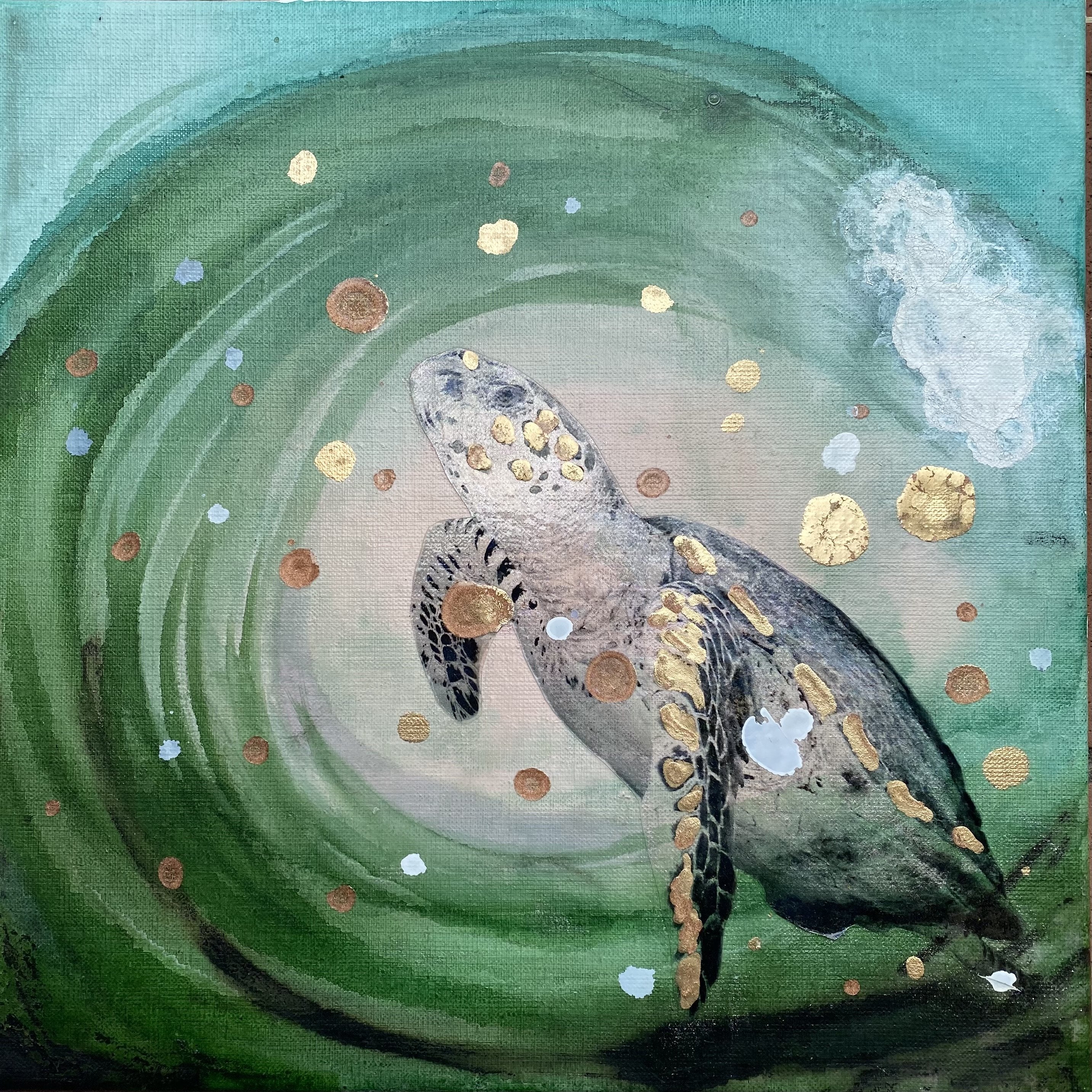 Close to Extinction Bright set of 4 - Ocean Turtle Cicada Art- Gallery Wall