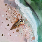 Close to Extinction Light set of 3 - Sea Turtle and Cicada Ocean Original Art - Gallery Wall