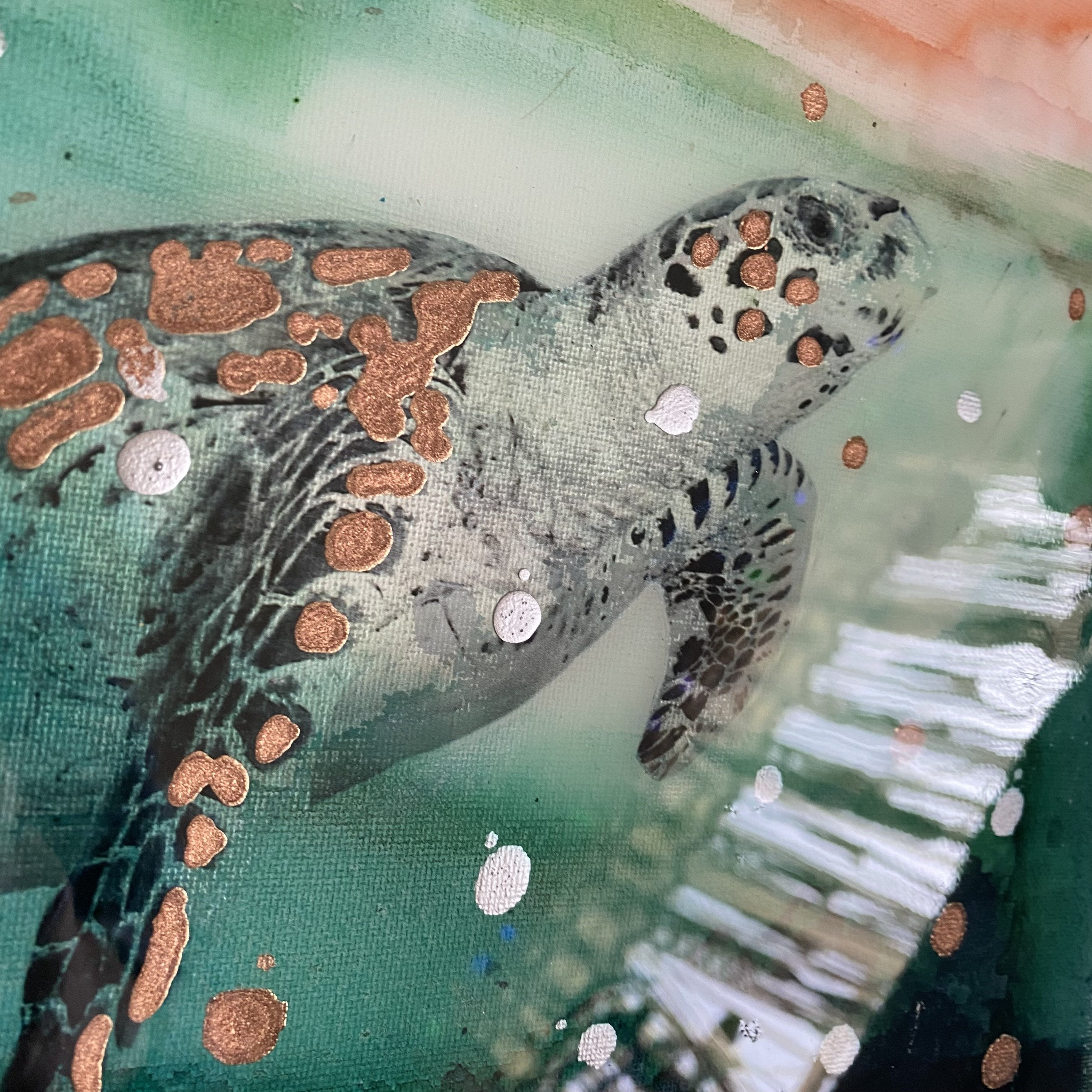 Close to Extinction Bright set of 4 - Ocean Turtle Cicada Art- Gallery Wall