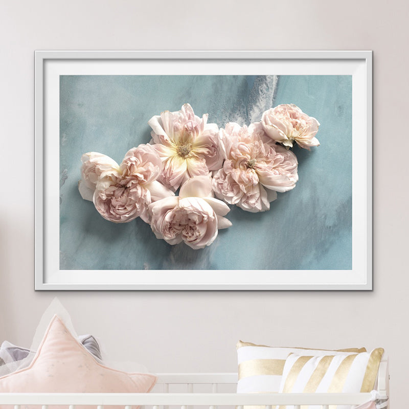 Abstract Seascape. Teal. Flower Power Pastel. Art Print. Antuanelle 1 Soft Neutral Floral Artwork. Limited Edition Print