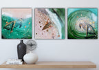Close to Extinction Light set of 3 - Sea Turtle and Cicada Ocean Original Art - Gallery Wall