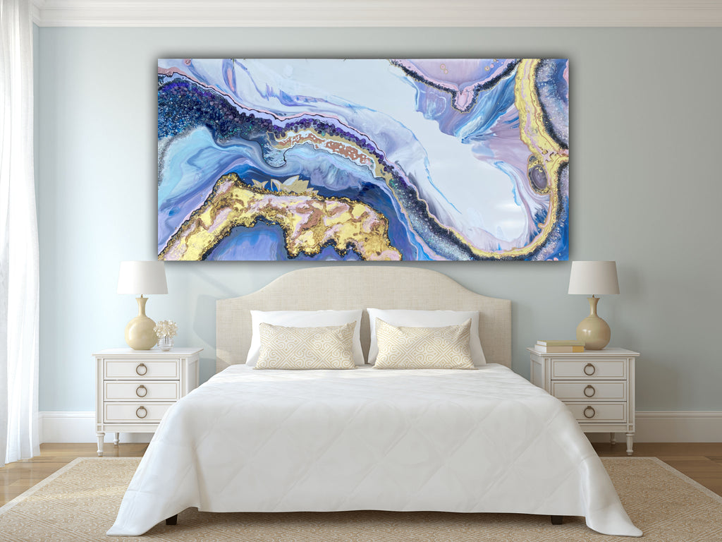 Lavender Amethyst Crystal. Sydney Opera House. Original Artwork w 24K Gold