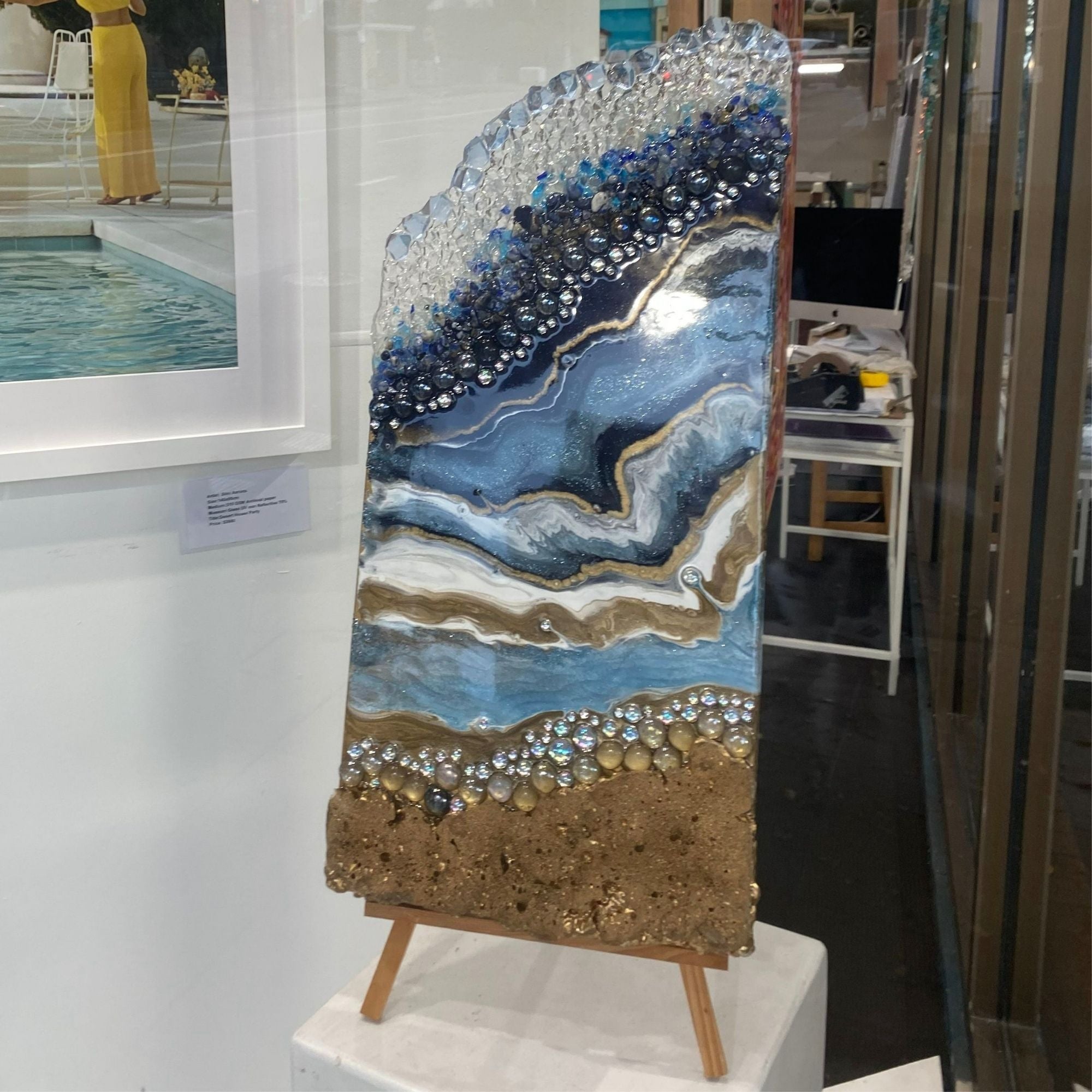 Lapis Lazuli Blue Gold crytal with blue lapis lazuli, glass and clear quartz