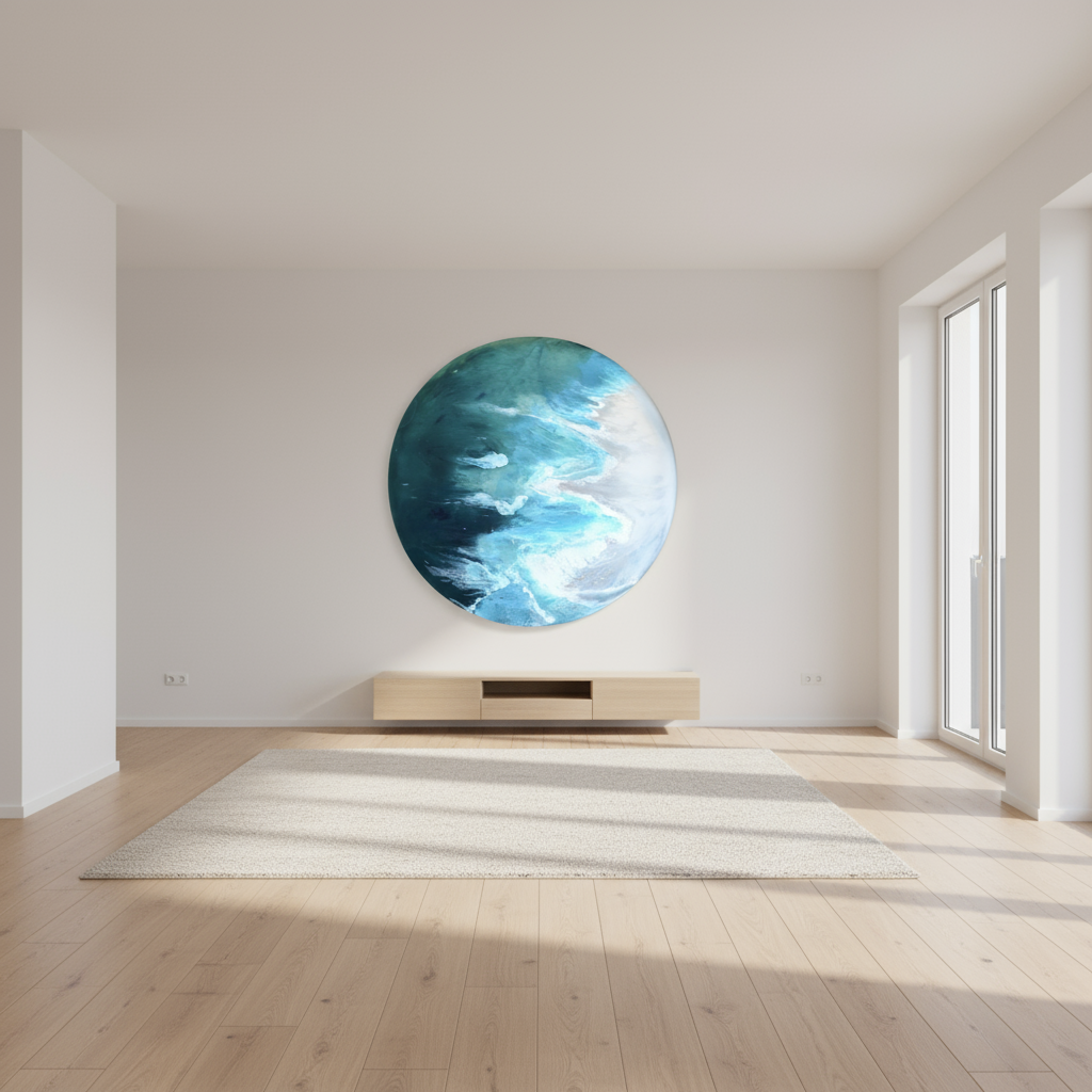 Abstract Seascape. Jervis Bay Ocean. Print. Antuanelle 1 Round Perspex Acrylic Print