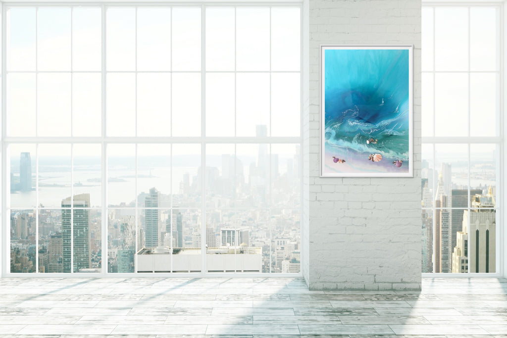 Abstract Teal Ocean. Bounty Far Away Vertical. Art Print. Antuanelle 6 Limited Edition Print