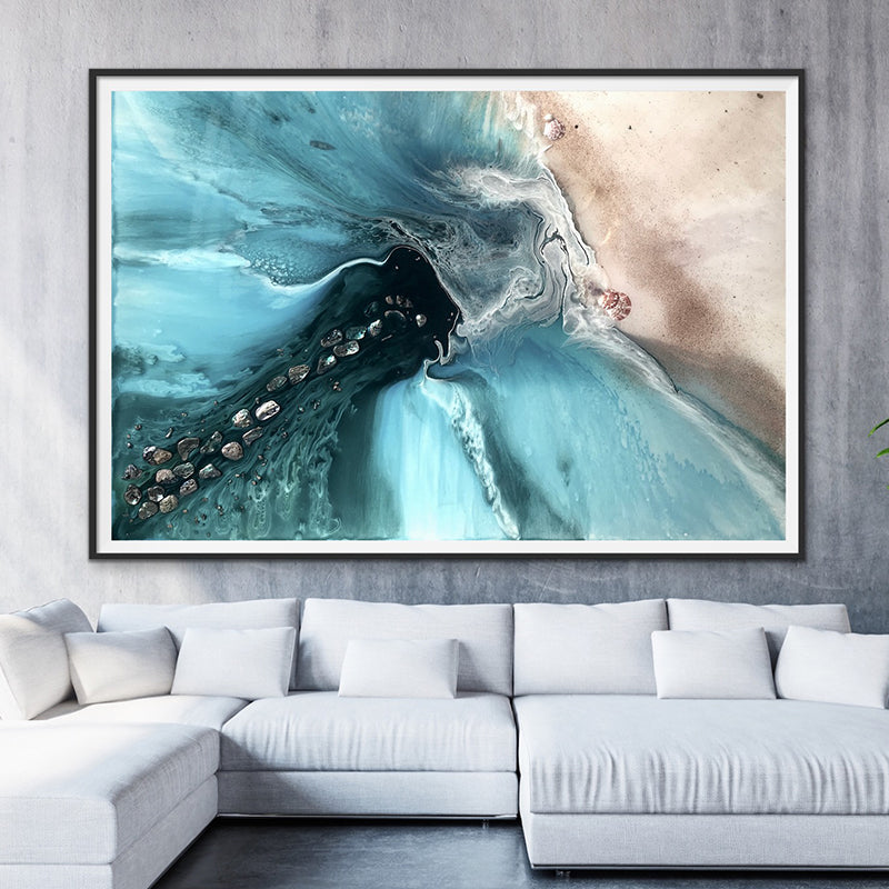 Abstract Sea. Muted Teal. Rise Above 4 Neutral. Art print. Antuanelle 1 Ocean Seascape. Limited Edition Print