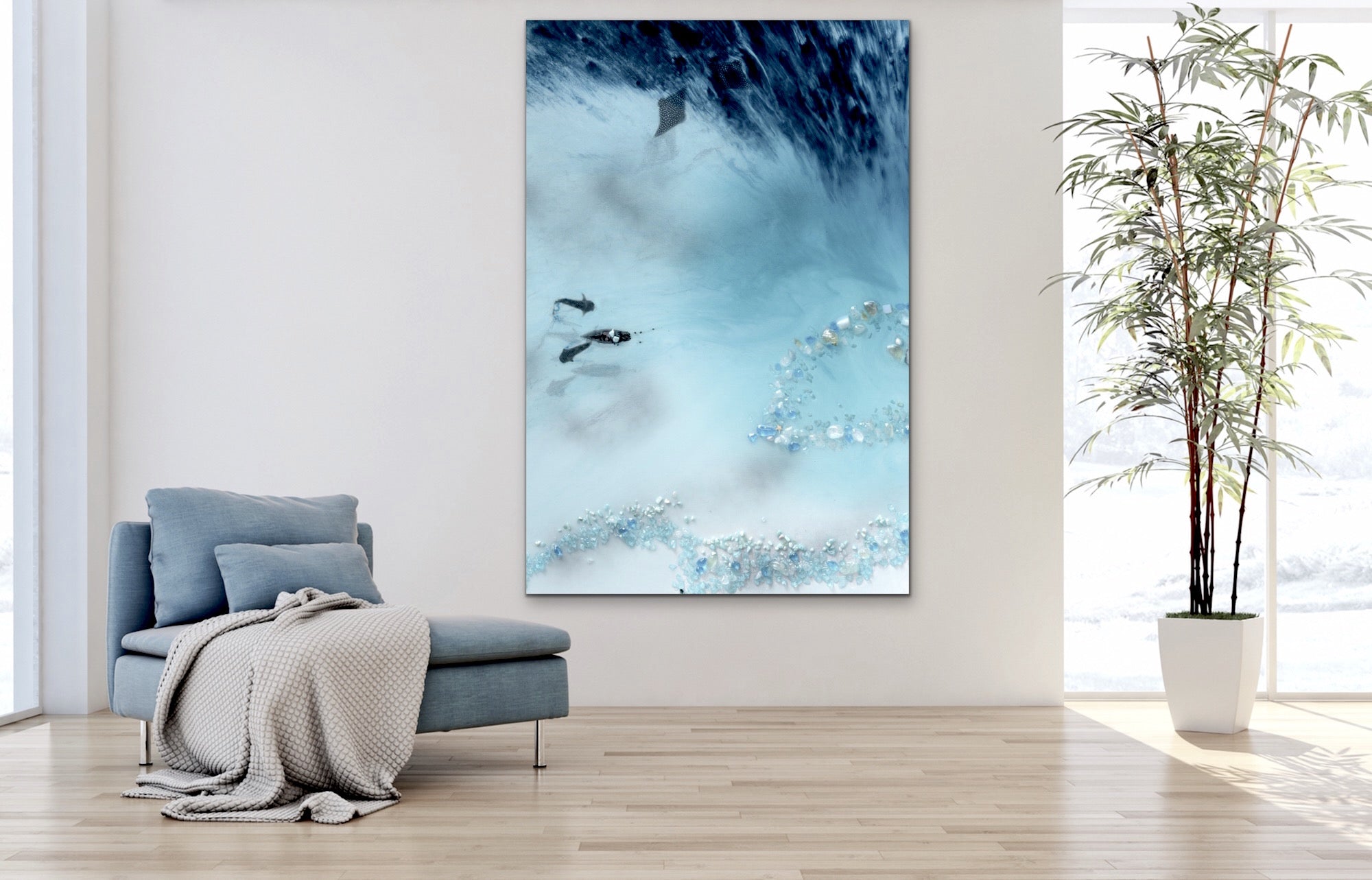 Abstract Reef Artwork. Grey & blue. Blue Lagoon. Art Print. Antuanelle 4 Lagoon Limited Edition Print