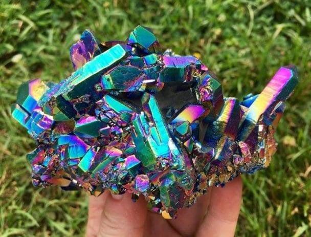 Gold Titanium Aura Freeform Crystal with Titanium aura quartz