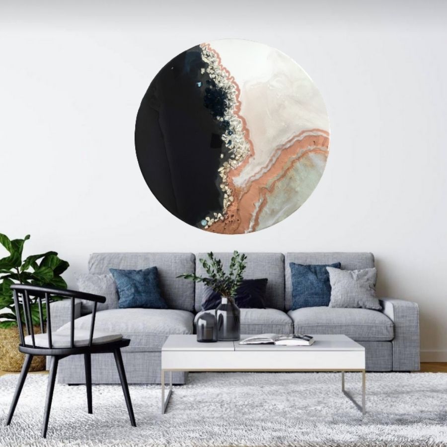 2 Black and White Crystal Geode 1. Blue Sapphire. Round ACRYLIC PLEXIGLASS ROUND