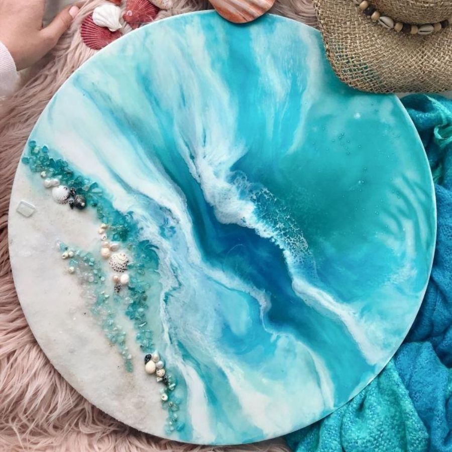 Abstract Ocean Artwork | ANTUANELLE| Whitsundays Vibe 1 Vibes. Original Resin Artwork.