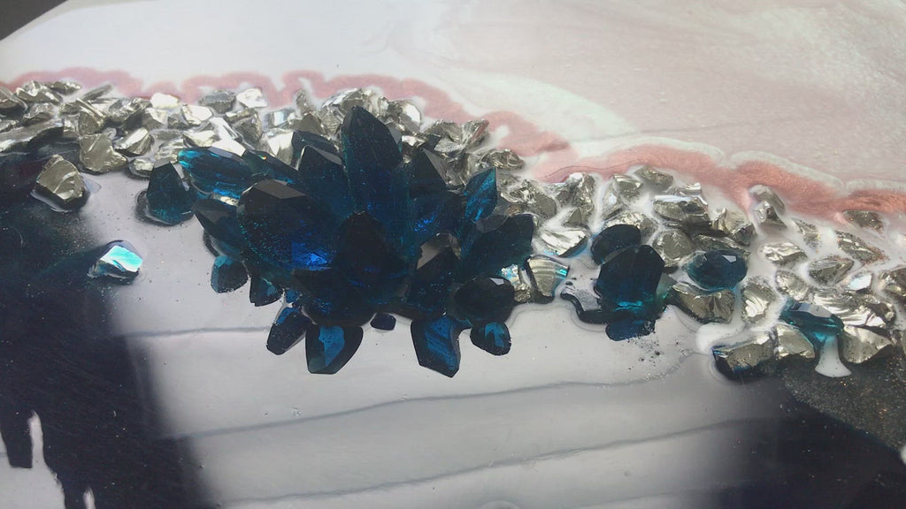 Black and White Crystal Geode. Sapphire. Original Artwork Diptych Set of Two