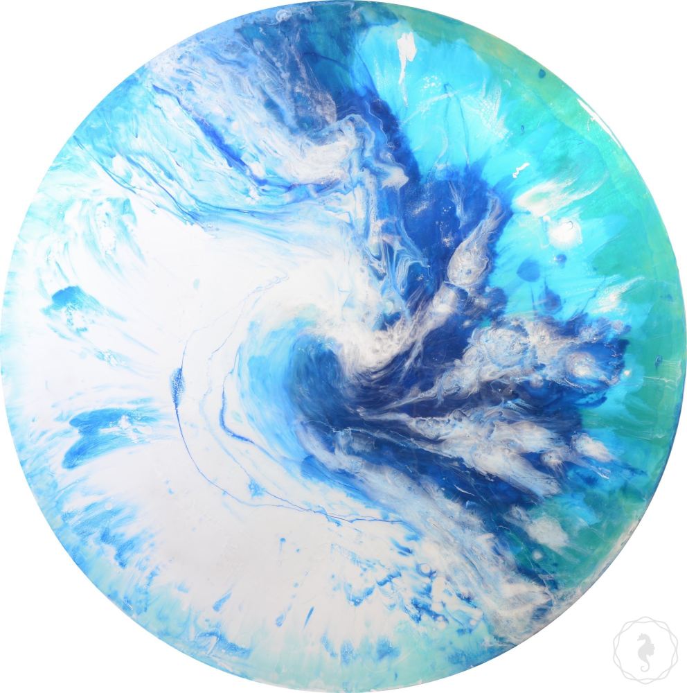 Round Abstract Ocean. Teal Navy. Boracay dreams. Art Print. Antuanelle 3 Dreams | MARIE ANTUANELLE | Perspex Print