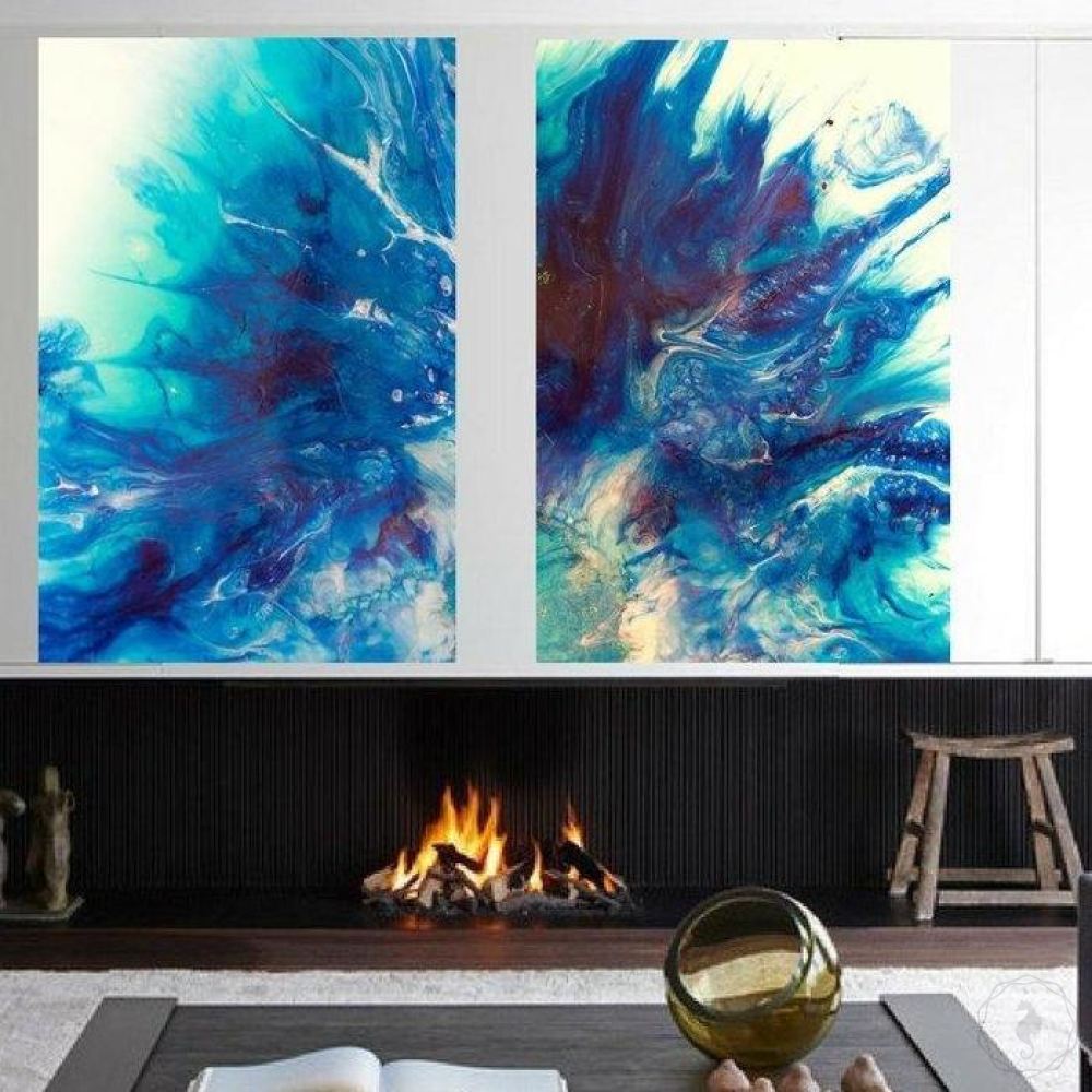 Abstract Ocean. Dreaming Bronte. Navy Art Print. Antuanelle 1 Bronte - Set of 2 Prints Limited Edition
