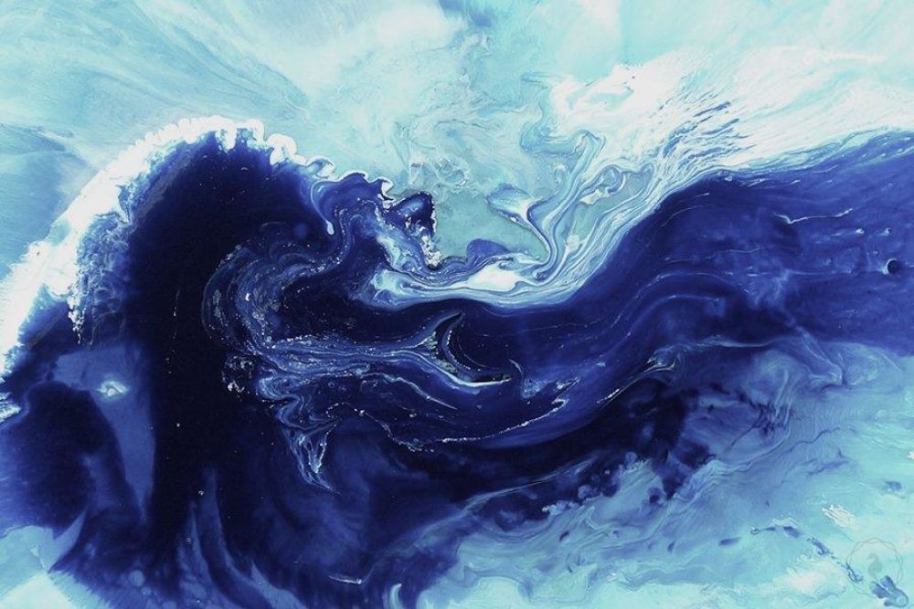 Abstract Seascape. Navy & sky Blue. Bondi Swell. Art Print. Antuanelle 3 Ocean. Limited Edition Print