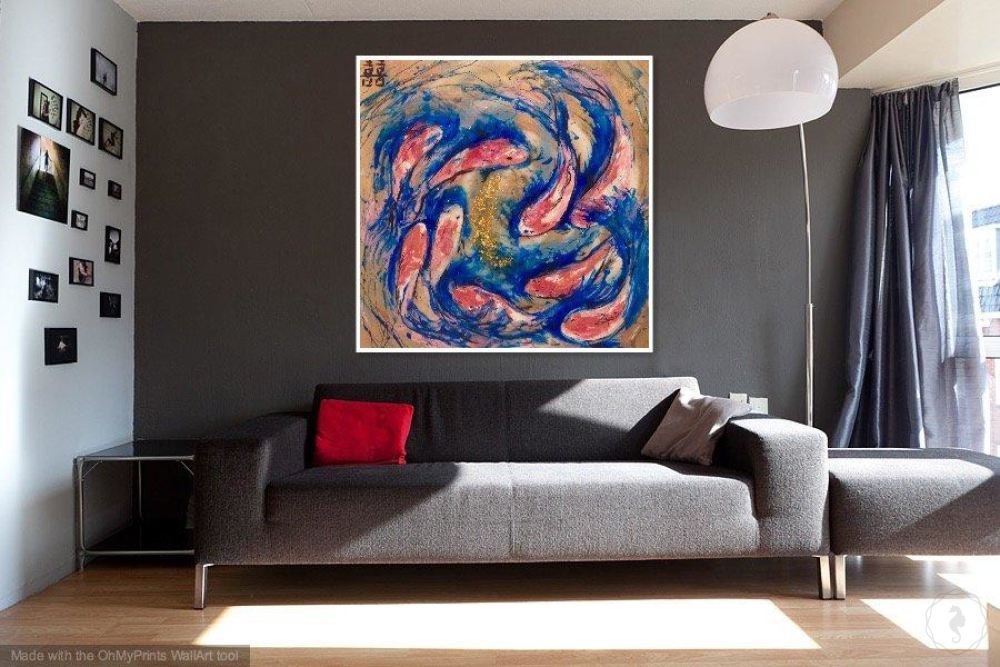 Abstract Seascape. Double Luck Koi Fish. Art Print. Antuanelle 5 Fish Limited Edition Print