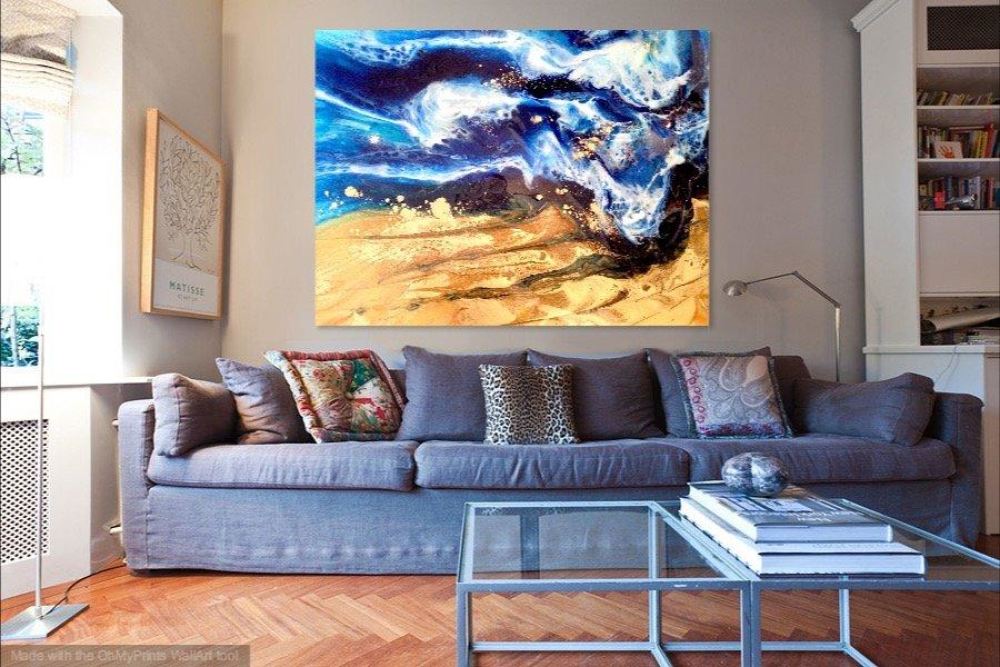 Abstract Seascape. Blue & Beige. Mosman wave. Art Print. Antuanelle 3 Wave. Limited Edition Print