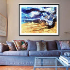 Abstract Seascape. Blue & Beige. Mosman wave. Art Print. Antuanelle 1 Wave. Limited Edition Print