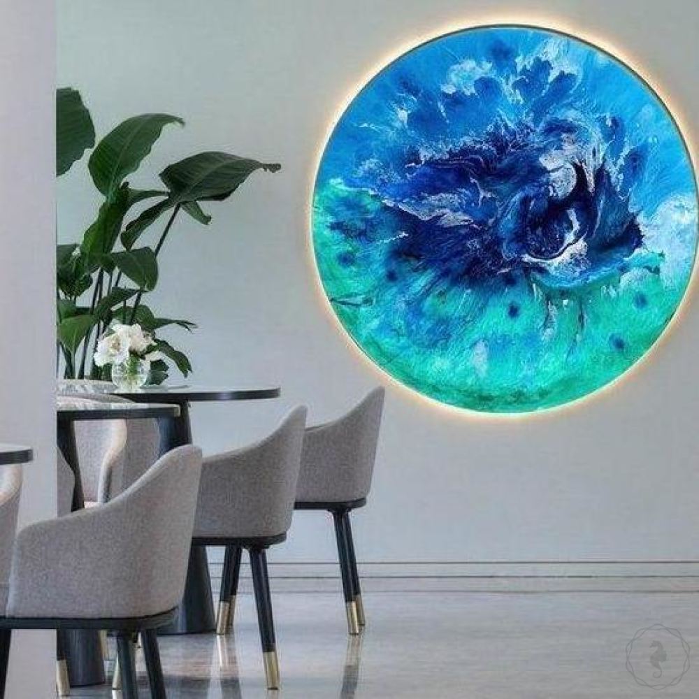 Abstract Round Ocean. Blue Green. Bondi Surf. Artwork. Antuanelle 1 Surf Perspex Print