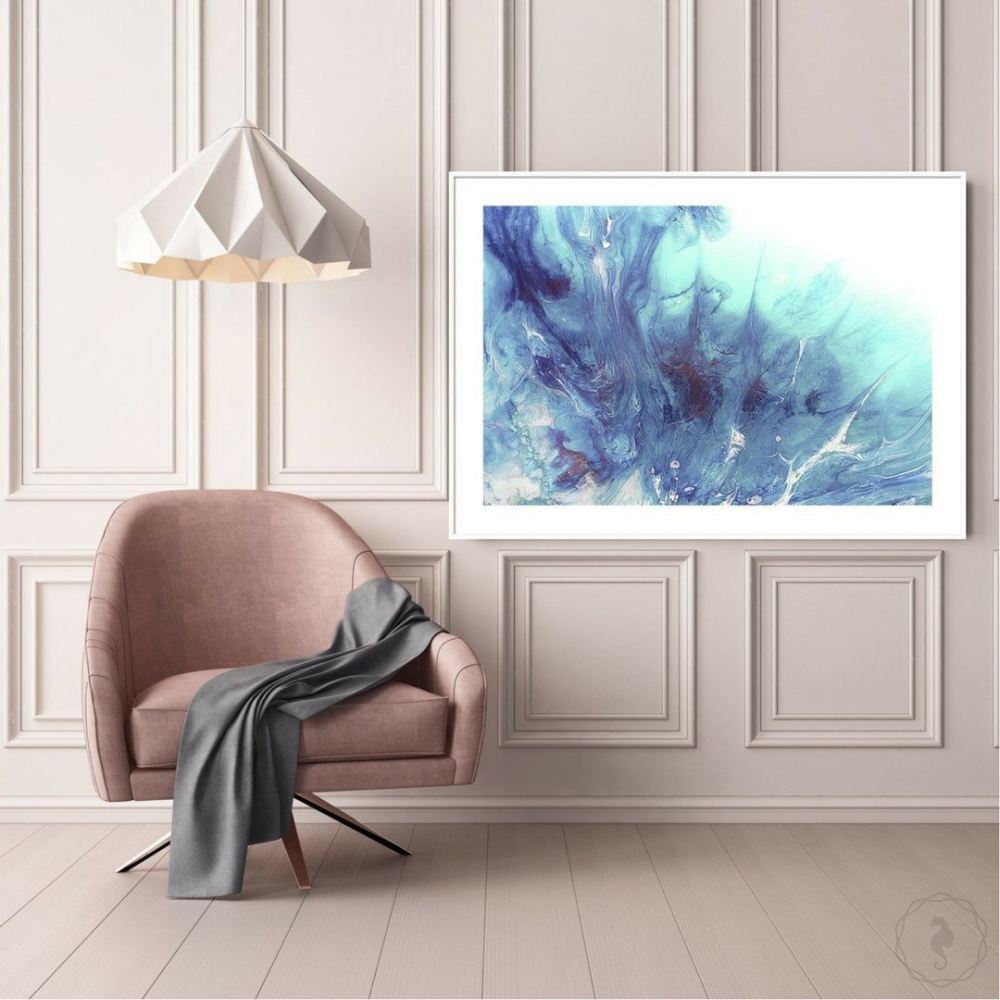 Abstract Seascape. Dreaming Bronte Light. Teal. Art Print. Antuanelle 1 Ocean. Tropical Limited Edition Print