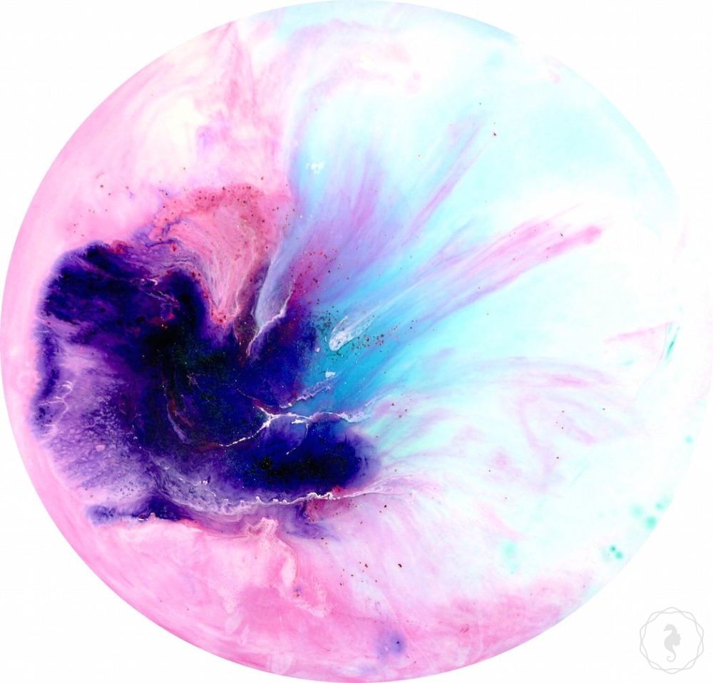 Abstract Floral Round. Pink and Blue. Calmo. Art Print. Antuanelle 2 Calmo | MARIE ANTUANELLE Round Perspex Acrylic Print