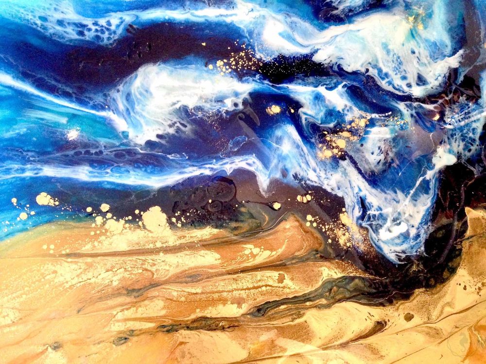 Abstract Seascape. Blue & Beige. Mosman wave. Art Print. Antuanelle 2 Wave. Limited Edition Print