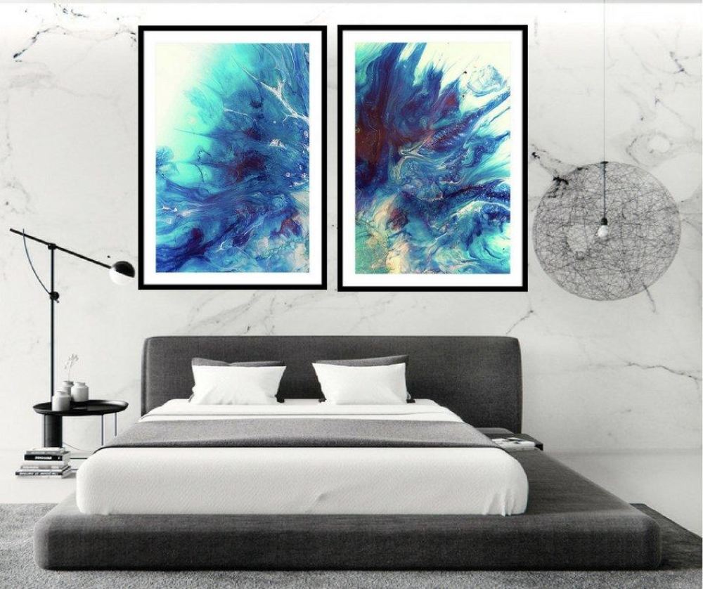 Abstract Ocean. Dreaming Bronte. Navy Art Print. Antuanelle 2 Bronte - Set of Prints Limited Edition
