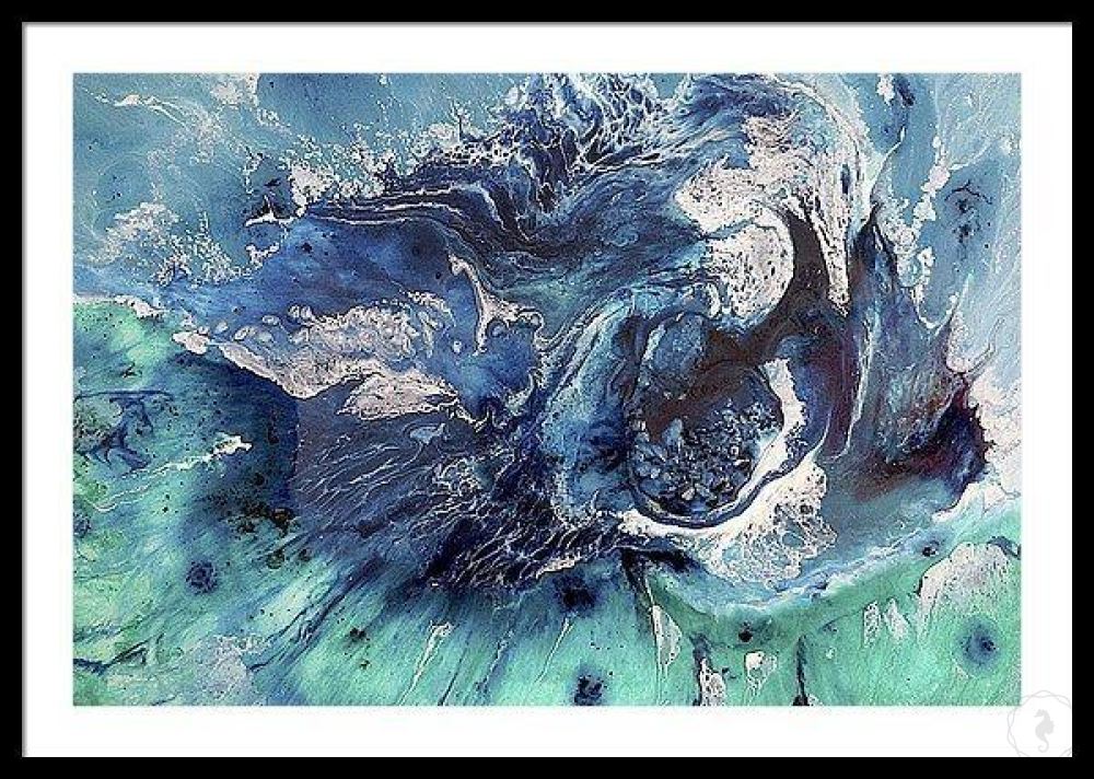 Ocean Resin Art - Abstract Seascape - Teal Blue Wave Beach - Print - Framing for Square and Rectangular Prints - Antuanelle - 2