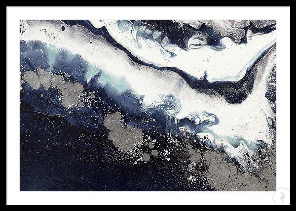 Abstract Ocean. Navy Wave. Ice Flow. Art Print. Antuanelle 4 Flow - Sydney Harbour Limited Edition Print