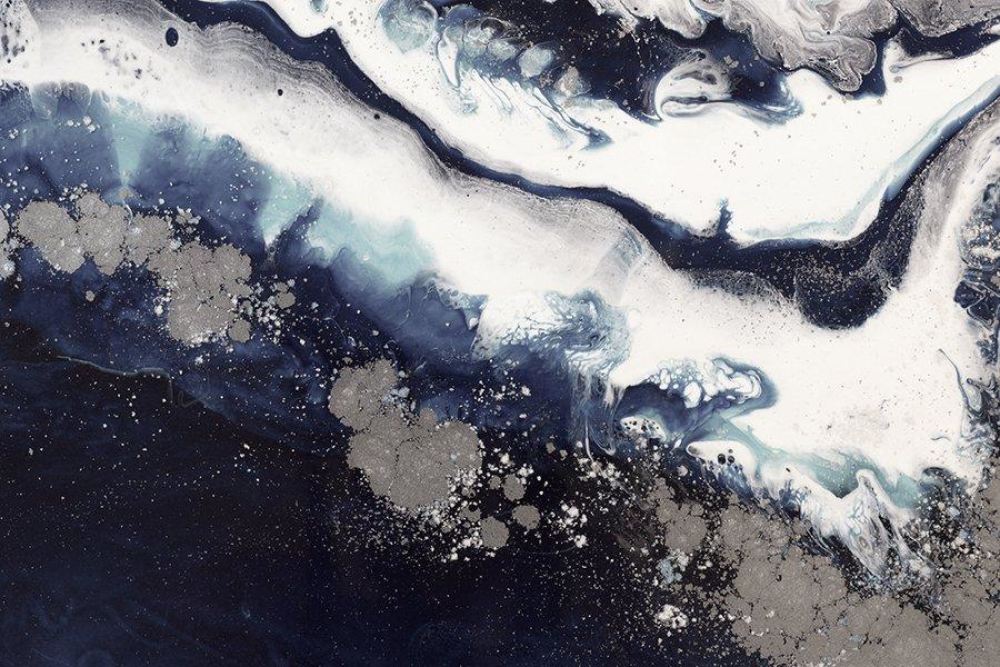 Abstract Ocean. Navy Wave. Ice Flow. Art Print. Antuanelle 2 Flow - Sydney Harbour Limited Edition Print