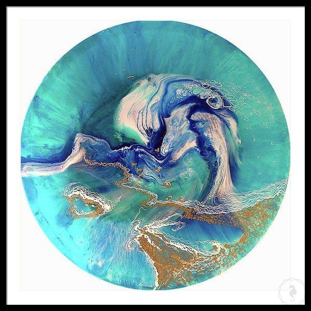 Abstract Sea. Teal and aqua. Great Barrier Reef. Art Print. Antuanelle 4 Reef Ocean. Round Perspex AcrylicPrint