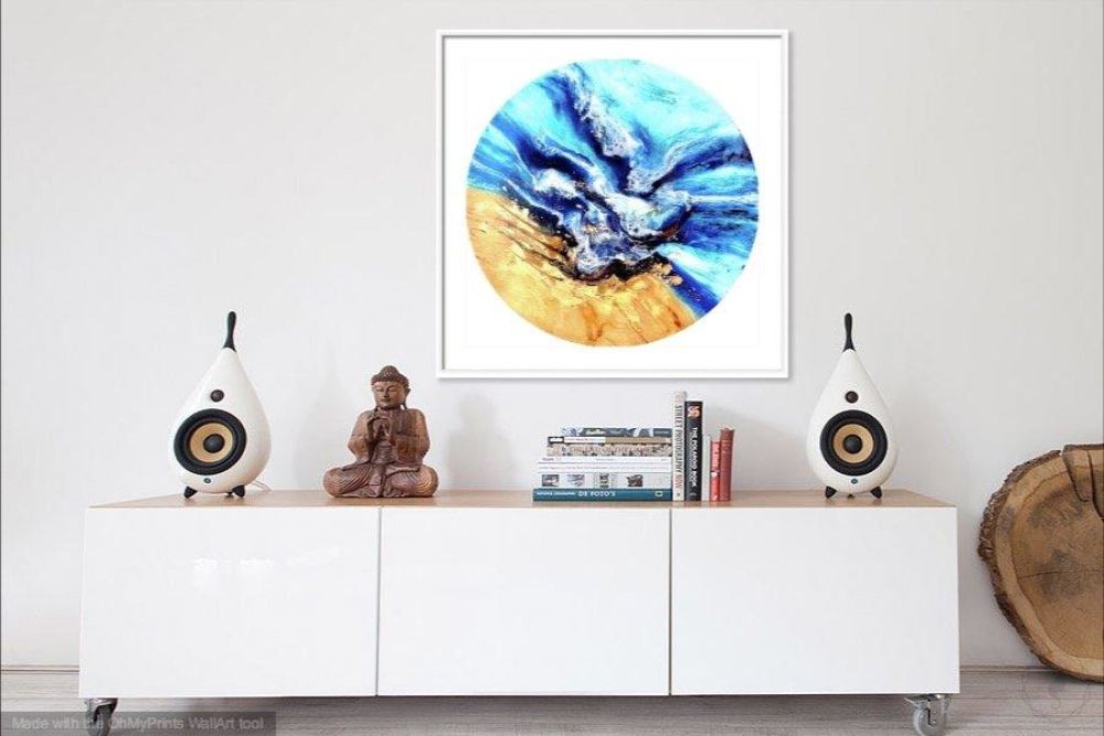 Round Abstract Ocean. Mosman wave. Art Print. Antuanelle 3 Seascape. Perspex Print