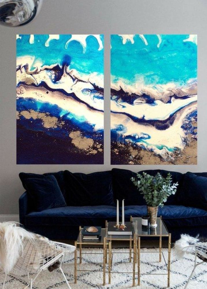 Abstract Seascape. Ice Flow Turquoise Set of 2. Art Prints. Antuanelle -Turquoise. Prints Limited Edition Print