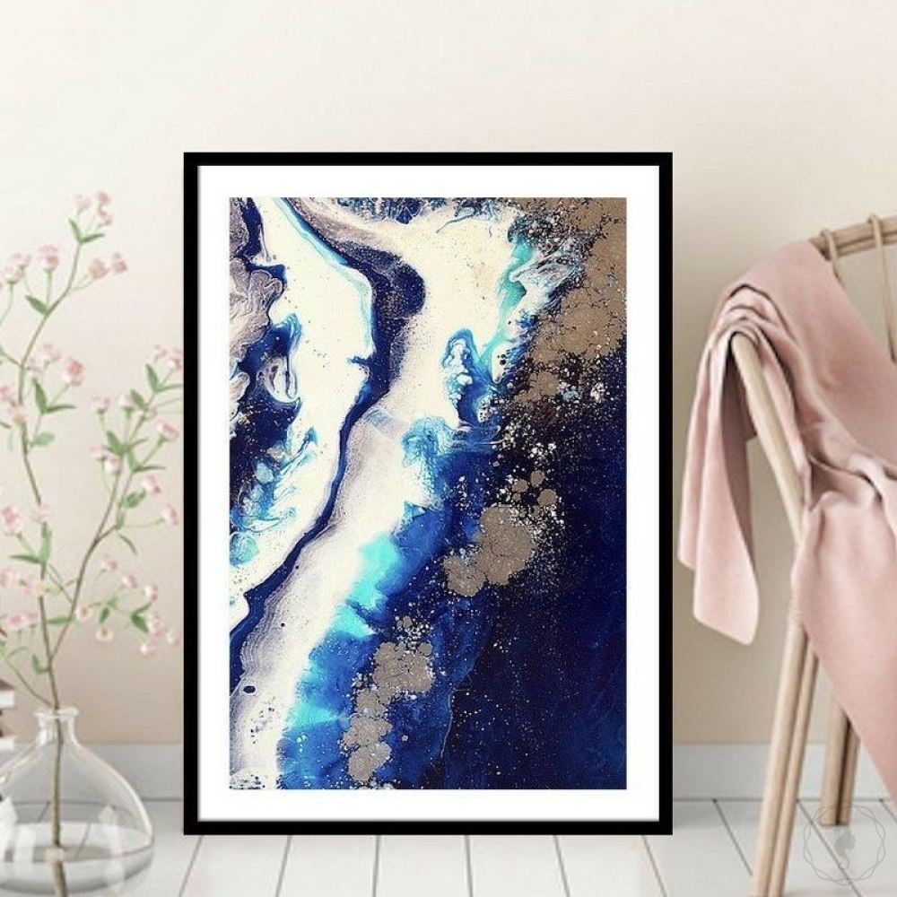 Abstract Oceanscape. Dark Blues. Ice Flow Navy. Art Print. Antuanelle 1 Seascape. Limited Edition Print