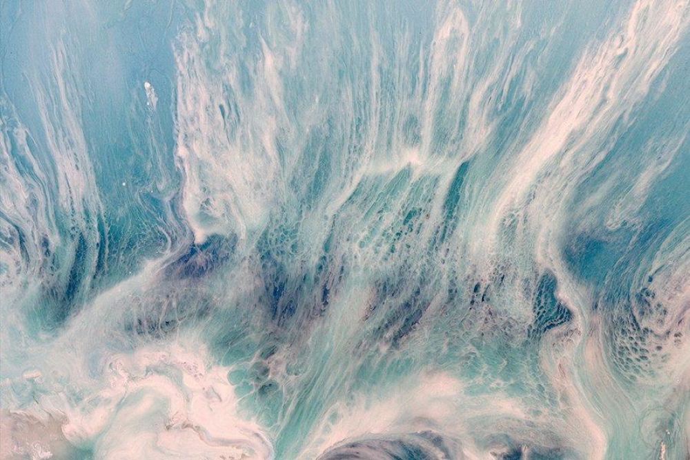 Pastel Seascape. Grey & Teal. Neutral Seafoam. Art Print. Antuanelle 4 Seafoam Abstract Limited Edition Print