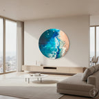 Abstract Seascape. Vivid blues. Laguna Beach CA. Art Print. Antuanelle 2 CA Seascape.Round Perspex Acrylic Print