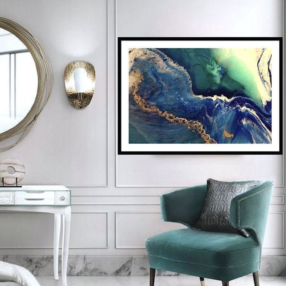 Abstract Oceanscape. Deep Navy. Heart Reef 6. Art Print. Antuanelle 1 Extra Large Canvas Print and Acrylic